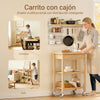 SoBuy FKW135-N Carro de Cocina de Bambú con Cajón y 2 Estantes 58×86×40 cm