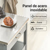 SoBuy FKW22-HG Carrito de Cocina con Tablero de Acero Inoxidable Gris