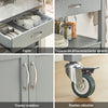 SoBuy FKW22-HG Carrito de Cocina con Tablero de Acero Inoxidable Gris
