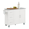 SoBuy FKW30-II-W Carrito de Cocina con 3 Cajones y 2 Puertas 115 x 46 x 90 cm