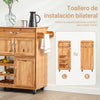SoBuy FKW45-N Carrito Auxiliar de Cocina con Ruedas de Madera Maciza Natural