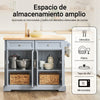 SoBuy FKW71-II-HG Carro de Cocina con Ruedas con 2 cajones y 4 Puertas Gris