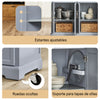 SoBuy FKW71-II-HG Carro de Cocina con Ruedas con 2 cajones y 4 Puertas Gris