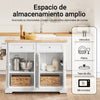 SoBuy FKW71-II-WN Carrito de Cocina con 2 cajones y 4 Puertas Blanco 115x(46-71)x92cm