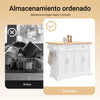 SoBuy FKW71-II-WN Carrito de Cocina con 2 cajones y 4 Puertas Blanco 115x(46-71)x92cm