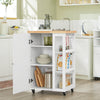 SoBuy FKW75-WN Carrito de Cocina Multifuncional con 3 estantes y 1 Puerta 60x92x45cm Blanco