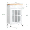SoBuy FKW98-WN Carrito Auxiliar de Cocina con 1 Puerta de Vidrio Blanco