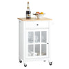 SoBuy FKW98-WN Carrito Auxiliar de Cocina con 1 Puerta de Vidrio Blanco