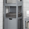 SoBuy FRG126-SG Armario alto de Baño con 3 Estantes y 2 cajones Gris