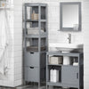 SoBuy FRG126-SG Armario alto de Baño con 3 Estantes y 2 cajones Gris