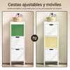 SoBuy FRG127-W Mueble Columna de Baño con 1 Estante y 2 cajones Blanco