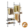 SoBuy FRG34-II-SCH Perchero Telescopico de Ropa con 3 barras y 3 cestas Negro