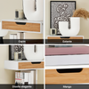 SoBuy FRG92-WN Estante de pared con cajón Blanco y bambú natural