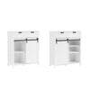 SoBuy FSB74-K-W Aparador con Puerta corrediza de Granero y 2 cajones Blanco 80 x 35 x 93 cm