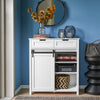 SoBuy FSB74-K-W Aparador con Puerta corrediza de Granero y 2 cajones Blanco 80 x 35 x 93 cm