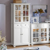 SoBuy FSB76-W Aparador Alto con 4 Puertas 2 Cajones