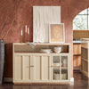 SoBuy FSB80-MI Aparador de Comedor con 3 Puertas y 1 Compartimiento Abierto Beige