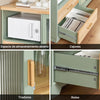 Detalle 2 cajones espaciosos aparador verde SoBuy FSB81-GR organización utensilios cocina apertura suave