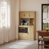 SoBuy FSB98-L-E-N Alacena de Cocina con Luces LED y Enchufes Roble Claro 100x40x170 cm
