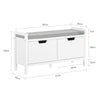 SoBuy FSR146-W Banco Zapatero con 2 Puertas Blanco 91 x 30 x 50 cm