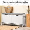 SoBuy FSR151-L-W Banco Zapatero con Asiento con 1 Solapa Blanco y Gris