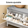 SoBuy FSR151-L-W Banco Zapatero con Asiento con 1 Solapa Blanco y Gris