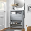 SoBuy FSR152-HG Zapatero Estrecho con 2 Solapas y 1 Estante Abierto Gris