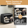 SoBuy FSR16-SCH Banco Zapatero con 1 solapas Negro