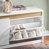 Preventa-SoBuy FSR171-W Banco Zapatero con 2 Solapas para Entrada Dormitorio Blanco