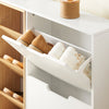 SoBuy FSR183-WN Zapatero con 4 Puertas y 3 Compartimentos Abiertos Blanco Madera