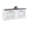 SoBuy FSR184-W Banco Zapatero con 2 Puertas y 1 cojín L110xP29xH49 cm