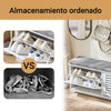 SoBuy FSR184-W Banco Zapatero con 2 Puertas y 1 cojín L110xP29xH49 cm