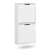 SoBuy FSR204-W Zapatero Estrecho de pared 19cm con 2 Puertas Blanco 50x19x100cm