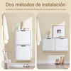 SoBuy FSR204-W Zapatero Estrecho de pared 19cm con 2 Puertas Blanco 50x19x100cm