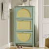 SoBuy FSR222-GR Mueble Zapatero Estrecho de 3 Puertas con Mimbre Verde 62x25x121.5 cm