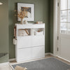 SoBuy FSR224-E-W Mueble Zapatero Ultra Delgado con 4 Puertas y 2 Cajones Blanco 98x19x120 cm