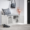 SoBuy FSR23-II-W Banco Zapatero con 2 Puertas para Entrada Blanco