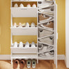 SoBuy FSR233-W Armario Zapatero Estrecho Blanco con Espejo y 6 Ganchos 83x14x197 cm