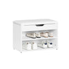 SoBuy FSR25-W Banco zapatero con asiento de PU Blanco