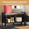 SoBuy FSR63-II-SCH Banco Zapatero con Asiento y Almacenaje con 2 Puertas Negro