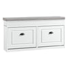 SoBuy FSR64-WG Banco Zapatero con 2 Solapas Madera Envejecida Blanca