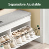 SoBuy FSR64-WG Banco Zapatero con 2 Solapas Madera Envejecida Blanca