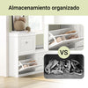 SoBuy FSR64-W+FSR78-W Set de 2 Zapateros Estrechos Armario + Banco Blanco