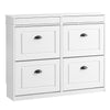 SoBuy FSR79-WG Zapatero Estrecho 4 Solapas para Entrada y Recibidor | Madera Envejecida Blanca