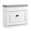 SoBuy FSR82-K-WG Banco Zapatero con 1 Cajón y 1 Solapa | Madera Envejecida Blanca