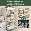 SoBuy FSR94-WG Zapatero Estrecho para Entrada y Recibidor 3 Solapas Madera Envejecida Blanca