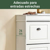 SoBuy FSR94-WG Zapatero Estrecho para Entrada y Recibidor 3 Solapas Madera Envejecida Blanca