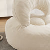 SoBuy FST100-MI Sillón Relax Individual Moderno con Reposapiés Blanco Crema 110x125x65 cm