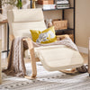 SoBuy FST16-W Sillón Mecedora Tumbona con Reposapios Ajustable Beige