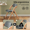 SoBuy FST92-SG Silla Plegable de Madera con Asiento y Respaldo Gris